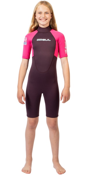2026 Gul Junior G-Force Natur 3/2mm Back Zip Shorty Neopreno GF3307-PUPI - Purple / Pink